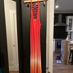 Coral tie dye maxi dress
